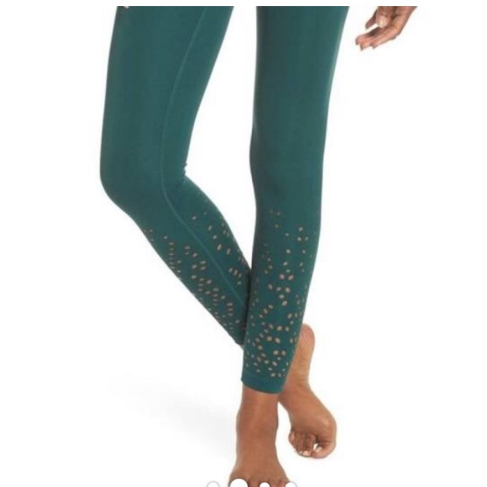 Zella Green Laser Cut Leggings XL